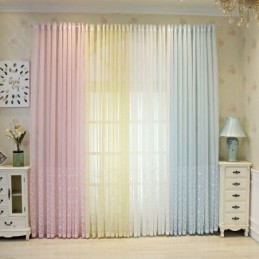 Cortina Decorativa Transparente Bordada Sob Medida Para Sala De Estar