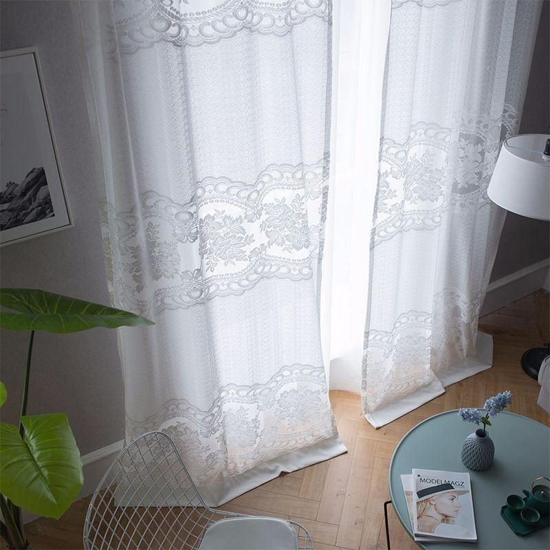 Cortina Floral Moderna Feita Sob Medida, Cortina De Tule Transparente Para Sala De Estar E Quarto
