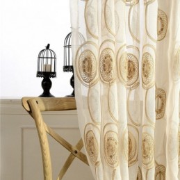 Cortinas Transparentes Com Bordado Circular Para Sala De Estar E Quarto
