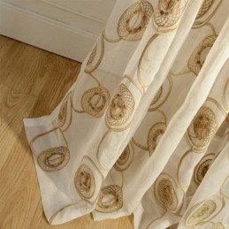 Cortinas Transparentes Com Bordado Circular Para Sala De Estar E Quarto