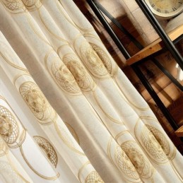 Cortinas Transparentes Com Bordado Circular Para Sala De Estar E Quarto