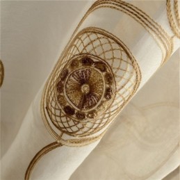 Cortinas Transparentes Com Bordado Circular Para Sala De Estar E Quarto