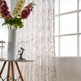 Cortinas De Voile Transparente Branco Com Bordado De Videira Para Janela De Quarto
