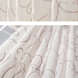 Cortinas De Voile Transparente Branco Com Bordado De Videira Para Janela De Quarto