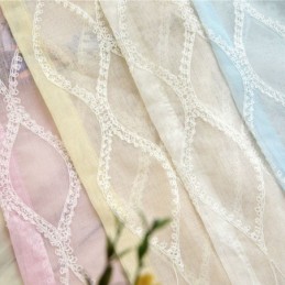 Cortina De Luxo Com Tela Bordada Geométrica Transparente E Tule De Alta Qualidade Feito Sob Medida