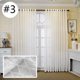 Cortina De Luxo Com Tela Bordada Geométrica Transparente E Tule De Alta Qualidade Feito Sob Medida
