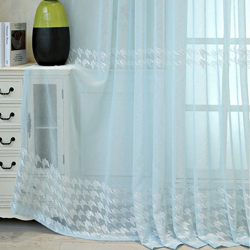 Cortina De Luxo Com Tela Bordada Geométrica Transparente E Tule De Alta Qualidade Feito Sob Medida