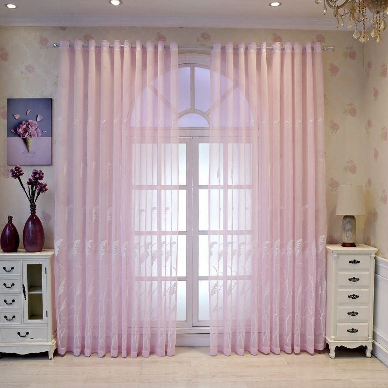 Telas Decorativas Para Janelas Cortinas De Tule Bordado Para Sala De Estar