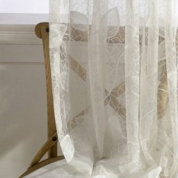 Cortina De Tule Com Folhas Sob Medida, Cortina Moderna De Voile Com Gaze Para Sala De Estar E Quarto