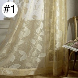 Cortina De Tule Com Folhas Sob Medida, Cortina Moderna De Voile Com Gaze Para Sala De Estar E Quarto