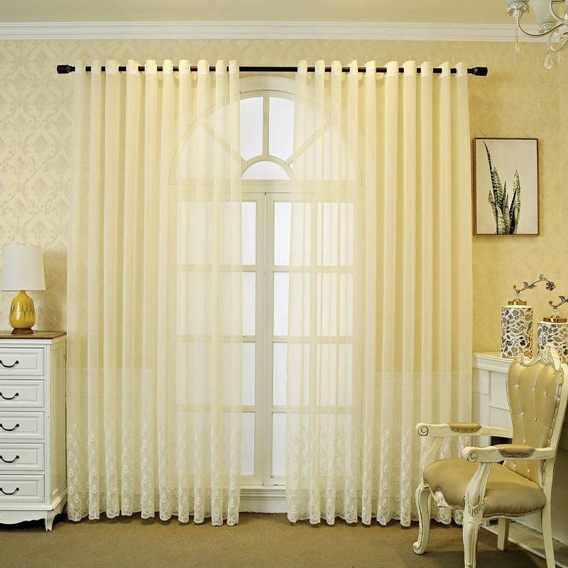 Tela De Janela Bordada De Luxo Para Sala De Estar E Jantar, Cortina Feita Sob Medida