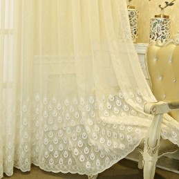 Tela De Janela Bordada De Luxo Para Sala De Estar E Jantar, Cortina Feita Sob Medida