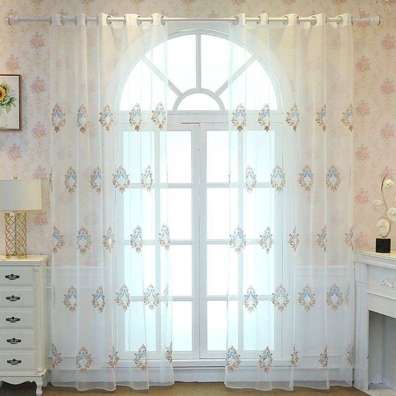 Cortina Transparente Respirável Feita Sob Medida, Cortina Europeia Decorativa De Tule Voile Para Sala De Estar