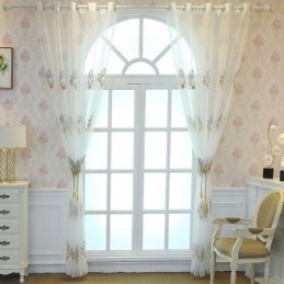 Cortina Transparente Respirável Feita Sob Medida, Cortina Europeia Decorativa De Tule Voile Para Sala De Estar