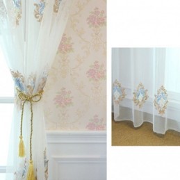 Cortina Transparente Respirável Feita Sob Medida, Cortina Europeia Decorativa De Tule Voile Para Sala De Estar