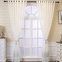 Cortinas De Tule Bordadas Com Folhas Para Janelas Decorativas Para Quarto