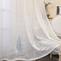 Cortinas De Tule Bordadas Com Folhas Para Janelas Decorativas Para Quarto