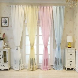 Cortinas De Tule Bordadas Com Folhas Para Janelas Decorativas Para Quarto