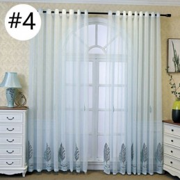 Cortinas De Tule Bordadas Com Folhas Para Janelas Decorativas Para Quarto