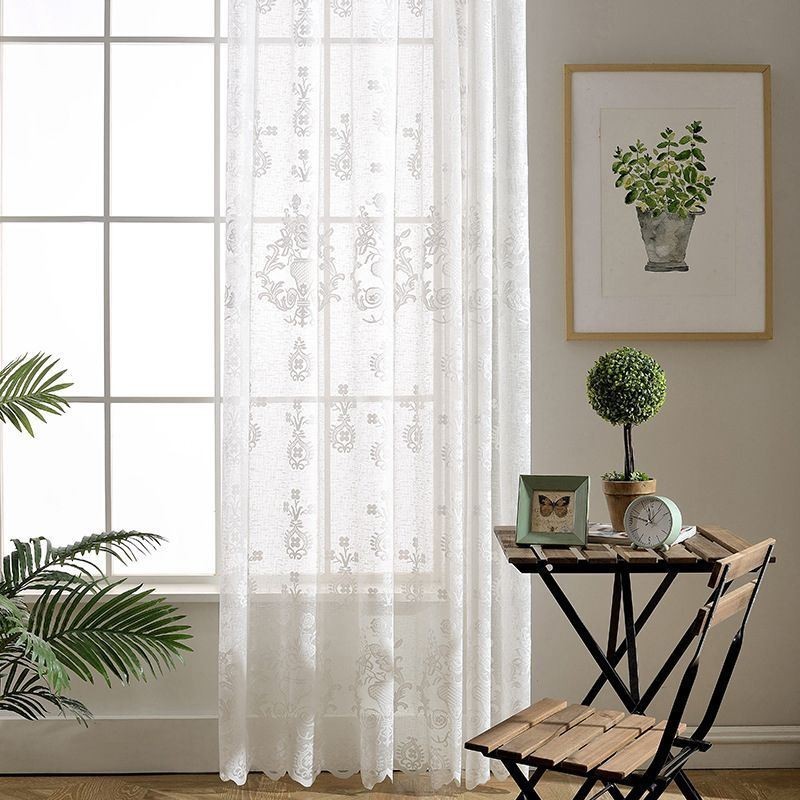 Cortina De Tela De Tule Floral Bordado Feita Sob Medida Cortinas Persianas De Voile Transparente De Luxo