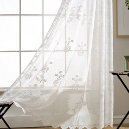 Cortina De Tela De Tule Floral Bordado Feita Sob Medida Cortinas Persianas De Voile Transparente De Luxo