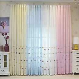 Cortina Decorativa Transparente Bordada Com Peixes Feita Sob Medida Para Sala De Estar