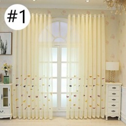 Cortina Decorativa Transparente Bordada Com Peixes Feita Sob Medida Para Sala De Estar