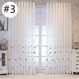 Cortina Decorativa Transparente Bordada Com Peixes Feita Sob Medida Para Sala De Estar