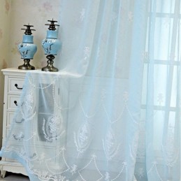 Cortina Europeia Feita Sob Medida, Tela De Janela Bordada Transparente Para Sala De Estar E Quarto