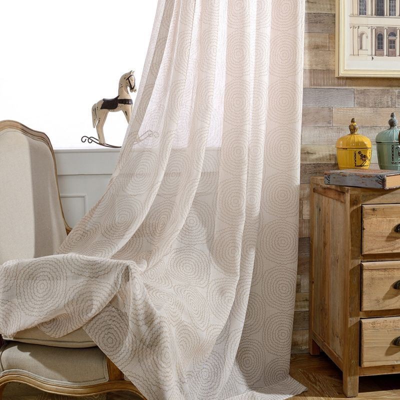 Cortinas Transparentes Com Estampa Circular Para Sala De Estar E Quarto