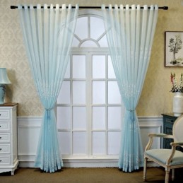 Cortina Decorativa Para Janela Com Estampa De Plantas E Bordados, Feita Sob Medida Para Sala De Estar