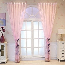 Cortina Decorativa Transparente Com Folhas Bordadas Sob Medida Para Sala De Estar
