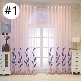 Cortina Decorativa Transparente Com Folhas Bordadas Sob Medida Para Sala De Estar