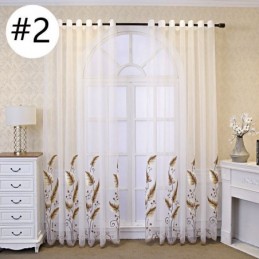 Cortina Decorativa Transparente Com Folhas Bordadas Sob Medida Para Sala De Estar