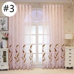Cortina Decorativa Transparente Com Folhas Bordadas Sob Medida Para Sala De Estar