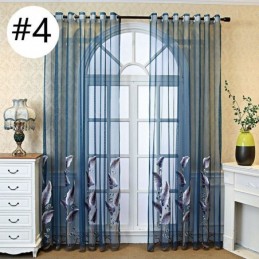 Cortina Decorativa Transparente Com Folhas Bordadas Sob Medida Para Sala De Estar