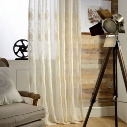 Cortinas Transparentes Com Bordado Circular Para Sala De Estar E Quarto