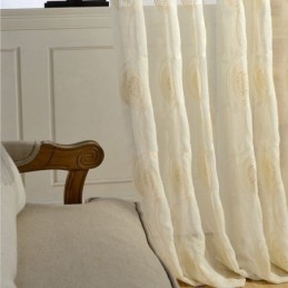 Cortinas Transparentes Com Bordado Circular Para Sala De Estar E Quarto