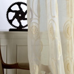 Cortinas Transparentes Com Bordado Circular Para Sala De Estar E Quarto