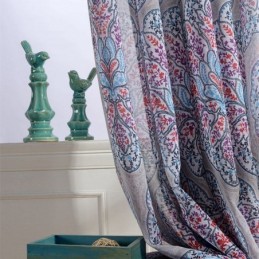 Cortinas De Janela Com Estampa De Flores Em Tule Transparente Para Sala De Estar