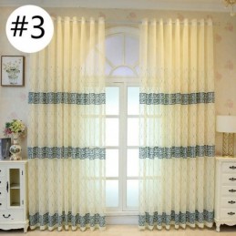 Cortina De Luxo Com Tela Bordada Geométrica Transparente E Tule De Alta Qualidade Feito Sob Medida