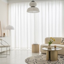 Cortinas Modernas De Voile Transparente Bordadas, Cortina De Tule Listrado Feita Sob Medida Para Sala De Estar