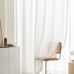 Cortinas Modernas De Voile Transparente Bordadas, Cortina De Tule Listrado Feita Sob Medida Para Sala De Estar