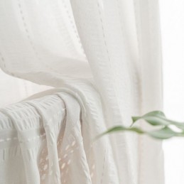 Cortinas Modernas De Voile Transparente Bordadas, Cortina De Tule Listrado Feita Sob Medida Para Sala De Estar