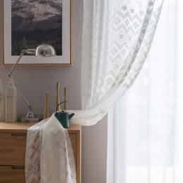Cortinas Brancas Transparentes Com Losangos Para Janela Da Sala De Estar E Quarto