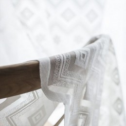 Cortinas Brancas Transparentes Com Losangos Para Janela Da Sala De Estar E Quarto