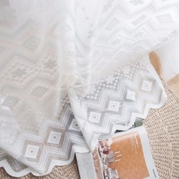 Cortinas Brancas Transparentes Com Losangos Para Janela Da Sala De Estar E Quarto