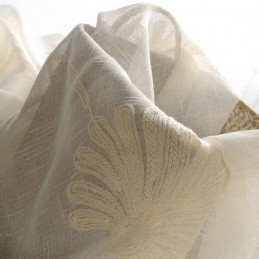 Cortina De Tule Transparente Com Folhas Bordadas De Luxo Feita Sob Medida Para Sala De Estar E Quarto