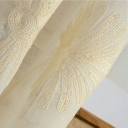 Cortina De Tule Transparente Com Folhas Bordadas De Luxo Feita Sob Medida Para Sala De Estar E Quarto