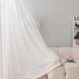 Cortinas De Voile Transparente Branco Com Bordados Para Janelas De Quarto